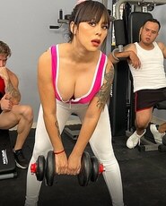 Patricia Acevedo. BAREFOOT THREESOME. Patricia Acevedo's plunging neckline makes her big tits look divine.
